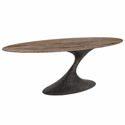 Casa Padrino Luxus Aluminium Esstisch mit Travertin Tischplatte Braun 235 cm