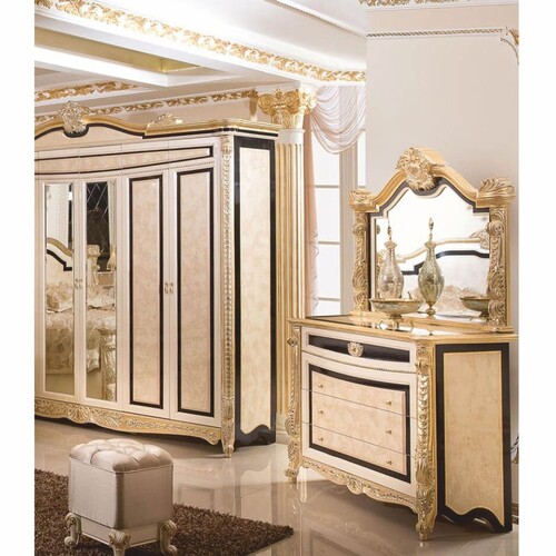 Casa Padrino Luxus Barock Kommode mit Spiegel und Hocker - Barock Schlafzimmer M�bel