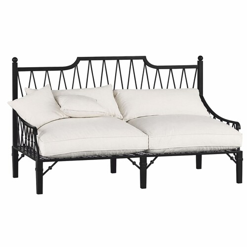 Casa Padrino Luxus Jugendstil Sofa Schwarz / Creme 190 cm - Garten & Hotel M�bel