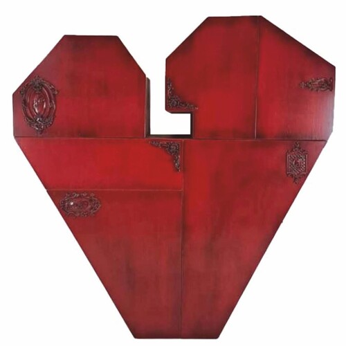 Casa Padrino Luxus Barock Schrank in Herzform Rot / Bunt H. 155 cm - Barock M�bel