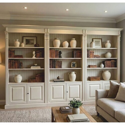 Casa Padrino Landhausstil Massivholz B�cherschrank Hellgrau 223 x 51 x H. 228 cm