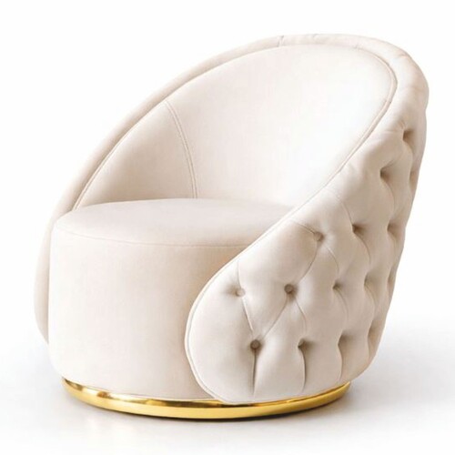 Casa Padrino Luxus Chesterfield Sessel Creme / Gold 100 cm - Luxus Chesterfield M�bel