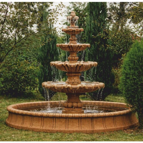 Casa Padrino Barock Springbrunnen Braun  280 x H. 160 cm - Barock Garten Deko
