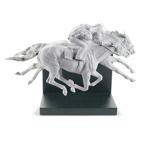 Casa Padrino Luxus Deko Porzellan Skulptur Pferderennen 44 cm - Handgefertigt