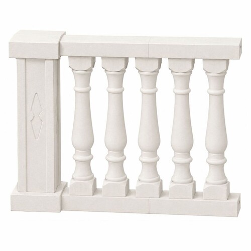 Casa Padrino Barock Balustrade mit S�ule Cremewei� 128 x 28 x H. 101 cm - Barockstil Gel�nder - Garten & Terrassen Deko Accessoires