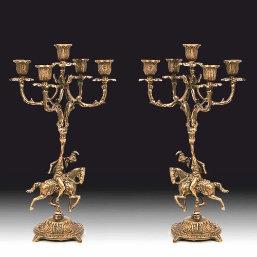 Casa Padrino Luxus Barock Bronze Kerzenhalter Set Antik Gold  23 x H. 39 cm - Barock Deko Accessoires - Barock Interior - Edel & Prunkvoll