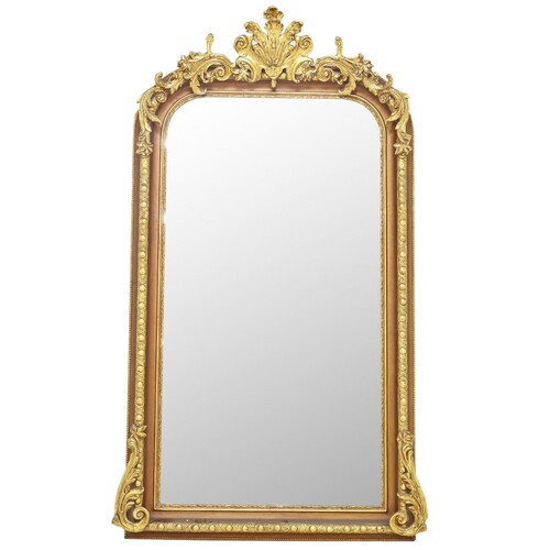 Casa Padrino Barock Spiegel Gold / Braun 125 x H. 225 cm - mit Akanthus Schnitzerei - Prunkvoller Wandspiegel im Barockstil - Antik Stil Garderoben Spiegel - Wohnzimmer Spiegel - Barock M�bel