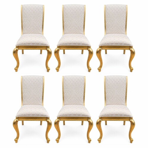 Casa Padrino Luxus Barock Esszimmer Stuhl 6er Set Wei� / Gold - Prunkvolle Barock Esszimmer M�bel