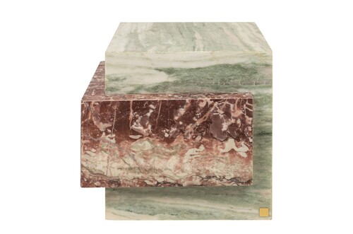 Casa Padrino Luxus Marmor Beistelltisch Gr�n / Rosa 45 x 45 x H. 41 cm - Niedriger blockf�rmiger Beistelltisch aus hochwertigem Indian Green Onyx und Rosalia Pink Marmor - Luxus M�bel