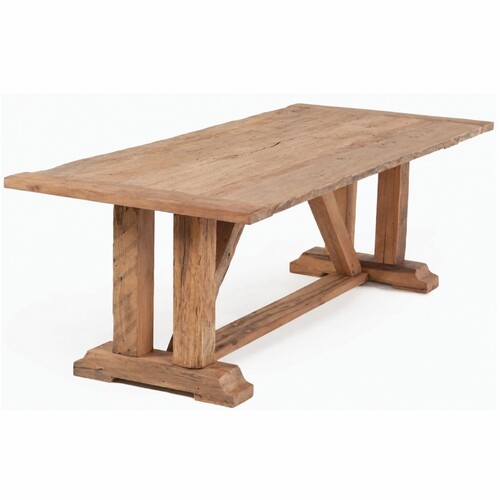 Casa Padrino Landhausstil Massivholz Esstisch Naturfarben 240 cm - Rechteckiger Rustikaler K�chentisch - Rustikale Landhausstil Esszimmer M�bel
