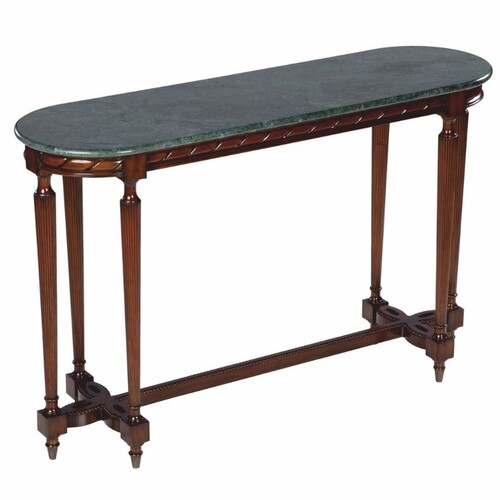 Casa Padrino Luxus Barock Mahagoni Konsole mit Marmorplatte Dunkelbraun / Gr�n 135 cm - Barock M�bel