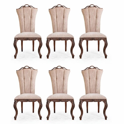 Casa Padrino Luxus Barock Esszimmer Stuhl 6er Set Beige / Braun - Barock Esszimmer M�bel