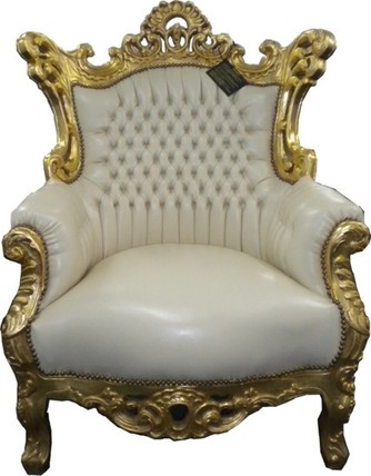 Casa Padrino Barock Sessel Al Capone Creme/Gold - M�bel Antik Stil