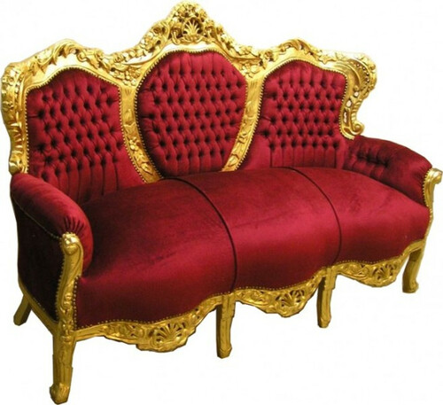 Casa Padrino Barock Sofa King Bordeaux Rot / Gold - Barock M�bel