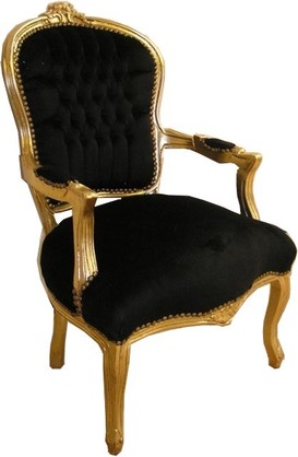 Casa Padrino Barock Salon Stuhl Schwarz / Gold - Antik Stil M�bel