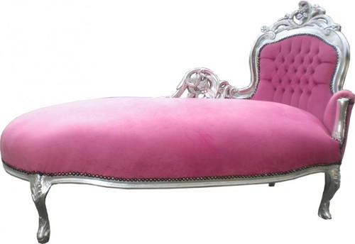 Barock Chaiselongue Rosa/Silber Mod2