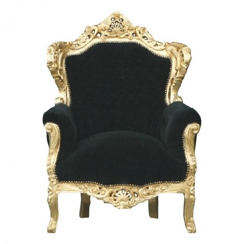 Casa Padrino Barock Sessel King Schwarz/Gold