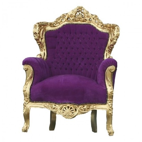 Barock Sessel King Lila/Gold