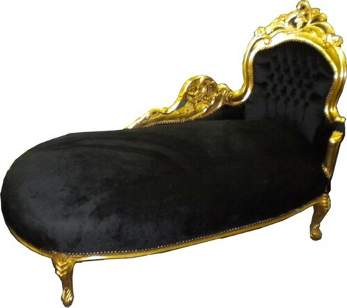 Casa Padrino Barock Chaiselongue King Schwarz/Gold - Recamiere Wohnzimmer Liege M�bel