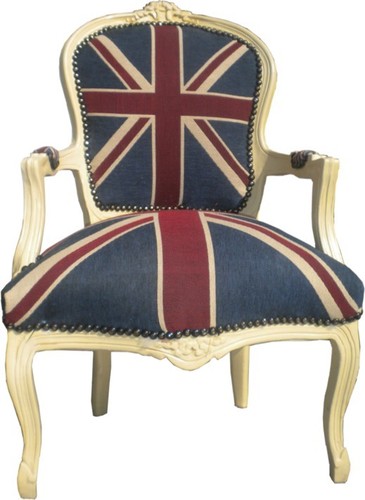 Casa Padrino  Barock Salon Stuhl Union Jack Design / Creme