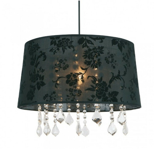 Barock Design H�ngeleuchte, Pendelleuchte mit Kristall-Deco SM3415M Schwarz Lampe Leuchte