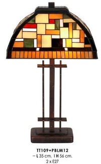 Casa Padrino Tiffany Hockerleuchte 35 x 35 x H. 56 cm - Tiffany Tischleuchte - Tiffany Schreibtischleuchte