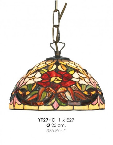 Casa Padrino Tiffany H�ngeleuchte  25 cm - Runde Pendelleuchte