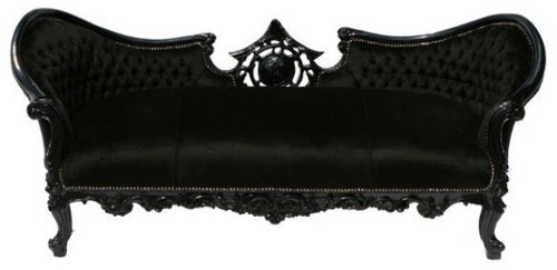 Casa Padrino Barock Sofa Vampire Schwarz/Schwarz - Limited Edition - Lounge Couch
