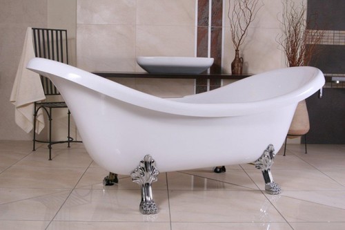 Freistehende Luxus Badewanne Jugendstil Venedig Wei�/Silber - Barock Badezimmer - Retro Badewanne Antik Stil - Badewanne Freistehend