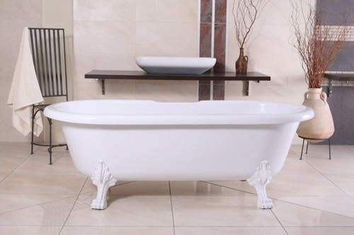 Freistehende Luxus Badewanne Jugendstil Milano Wei�/Wei� - Barock Badezimmer Badewanne Freistehend