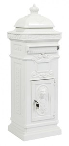 Standbriefkasten Antik Jugendstil Mod6 Briefkasten Postkasten Alu - Wei� - S�ulenbriefkasten - Englischer Briefkasten - Nostalgie Nostalgisch Luxus Briefk�sten     