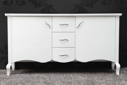Casa Padrino Barock Kommode Weiss Hochglanz - Moderne Barock M�bel Sideboard
