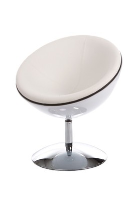 Casa Padrino Designer Drehsessel, Wei�/Hochglanz Wei� Lounge Sessel - Moderner Stuhl