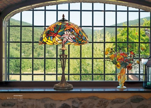 Tiffany Hockerleuchte H�he 60 cm, Durchmesser 40 cm, Leuchte Lampe Jugendstil Barock