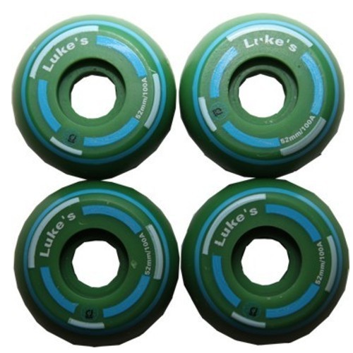 Luke�s Skateboard Profi Wheel Set Green Green 52mm / 100A Super Small (1 Set = 4 Rollen) - Super schmale Rollen - ideal f�r Street Skateboarding