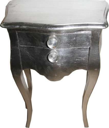 Casa Padrino Barock Kommode Silber 72 x 50 x 30 cm - Nachtschr�nkchen - Nachtschrank