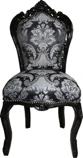 Barock Esszimmer Stuhl Schwarz Muster / Schwarz