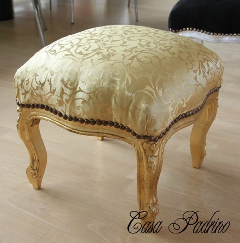Casa Padrino Barock Fu�hocker Gold Muster / Gold - Antik Stil M�bel - Hocker