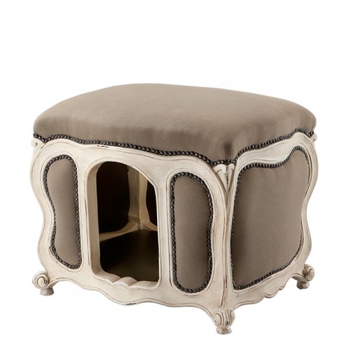 Barock Hunde & Katzen Haus Luxury Sandfarben / Antik Wei�