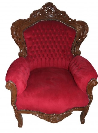 Casa Padrino Barock Sessel King Bordeaux / Braun Lackiert