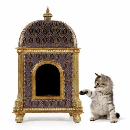 Casa Padrino Barock Luxus Katzenhaus Golden Temple - M�bel Katze Haus Sitz Tierm�bel