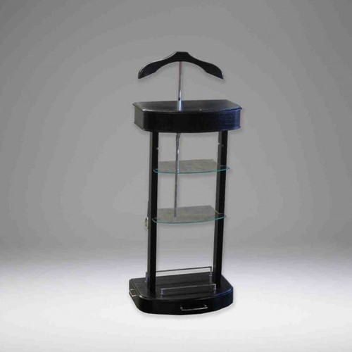 Casa Padrino Designer Luxus Garderoben St�nder mit Spiegel und Regalen Schwarz - Dressboy - Kleiderst�nder Anzugst�nder - Barock Empire Art Deco Jugendstil Biedermeier