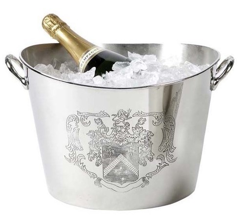 Massiver Luxus Tisch Champagner K�hler Coat of Arms vernickelt H 22cm B 37.5 cm aus dem Hause Casa Padrino
