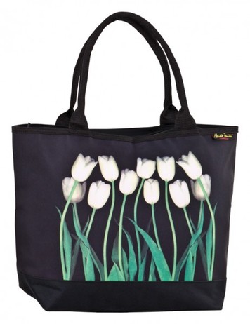 Designer Shoppertasche mit wei�en Tulpen - Elegante Tasche - Luxus Design