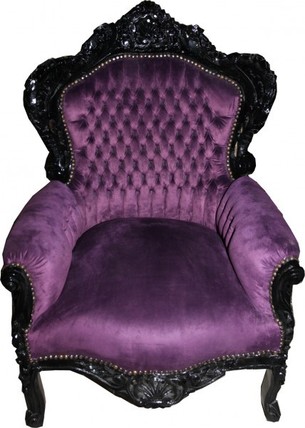 Casa Padrino Barock Sessel King Lila/ Schwarz
