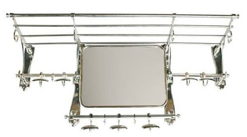 Franz�sische Luxus Wandgarderobe mit Spiegel Silber Edelstahl Garderoben Halter Mod Paris - Garderobe Antik Stil Barock Jugendstil  Hotel, Cafe Restuarant M�bel