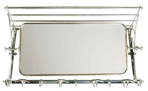 Franz�sische Luxus Wandgarderobe mit Spiegel Silberfarben Edelstahl Garderoben Halter Mod Strasbourg - Garderobe Antik Stil Barock Jugendstil  Hotel, Cafe Restuarant M�bel