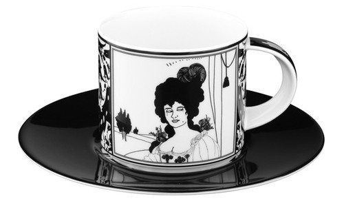 Handgearbeitete Kaffeetasse aus Porzellan mit einem Motiv von Audrey Beardsley Portrait  0,21 Ltr. - feinste Qualit�t aus der Tettau Porzellanfabrik - wundersch�ne Tasse
