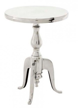 Casa Padrino Designer Luxus Beistelltisch Silver H�he: 55 cm, Durchmesser 40 cm - Edelstahl Hocker - Nickel Finish