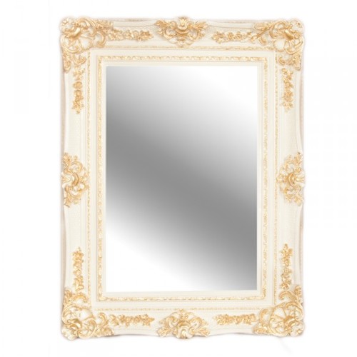 Casa Padrino Barock Wandspiegel Wei�/ Gold Antik-Look H�he 121 cm, Breite 90 cm - Edel & Prunkvoll